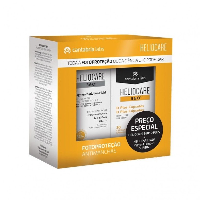 Heliocare 360º Pack Pigment Solution SPF50 50ml + D Plus 30 Cápsulas Heliocare 360º Pack Pigment Solution SPF50 50ml + D Plus 30 Cápsulas